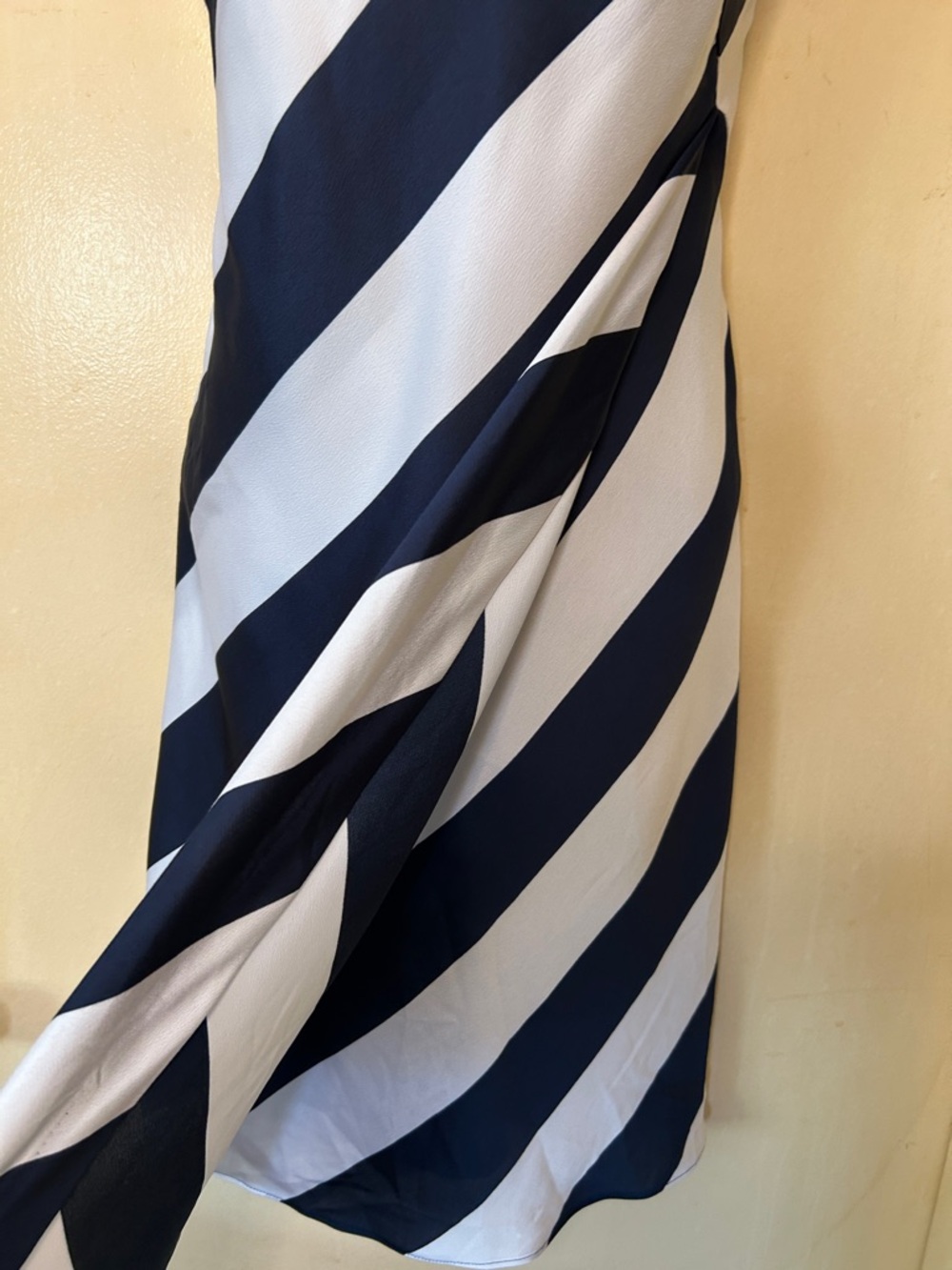 Banana Republic Navy and White Diagonal Stripe Slip Dress with Faux Wrap size 0 - Picture 6 of 11